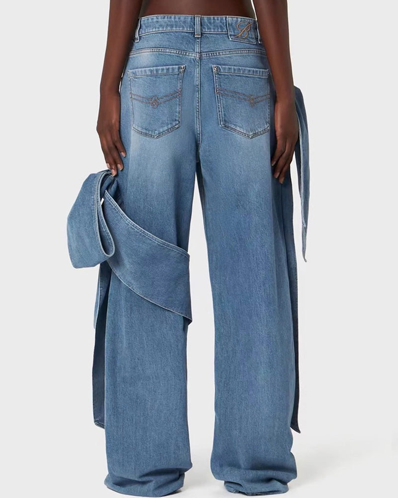 Wide Leg Jeans W/Bows