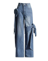 Wide Leg Jeans W/Bows