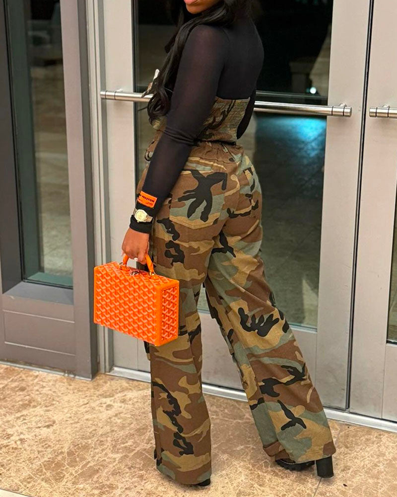 Stay Chic Camo Cargo Jumpsuit